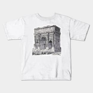 Art drawing of a Roman triumphal arch in Italian lands Kids T-Shirt